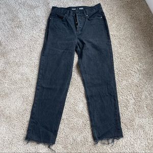 Old Navy High Waisted Jeans: Straight Leg, Ripped Hem, Size 6